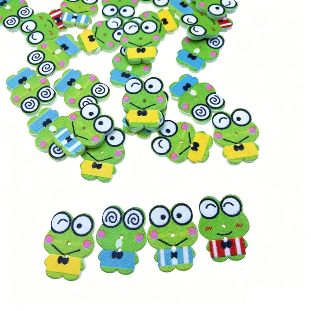 300PCS Cartoon Painted Wooden Bones Pet Decoration Wooden Buttons for Clothing Sewing Supplies Children's Garment DIY Crafts