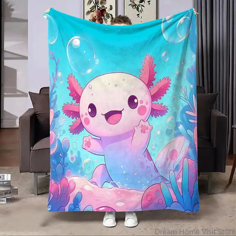 

8 Sizes Cute Axolotl Printed Blanket Warm Soft and Comfortable Home Travel Blanket Sofa Bedding Cover Blanket Kids Gamer Gift