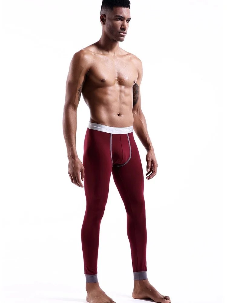 Men's long Johns single-piece thin tight-fitting underpants line pants thermal pants slim cotton woolen pants autumn and winter