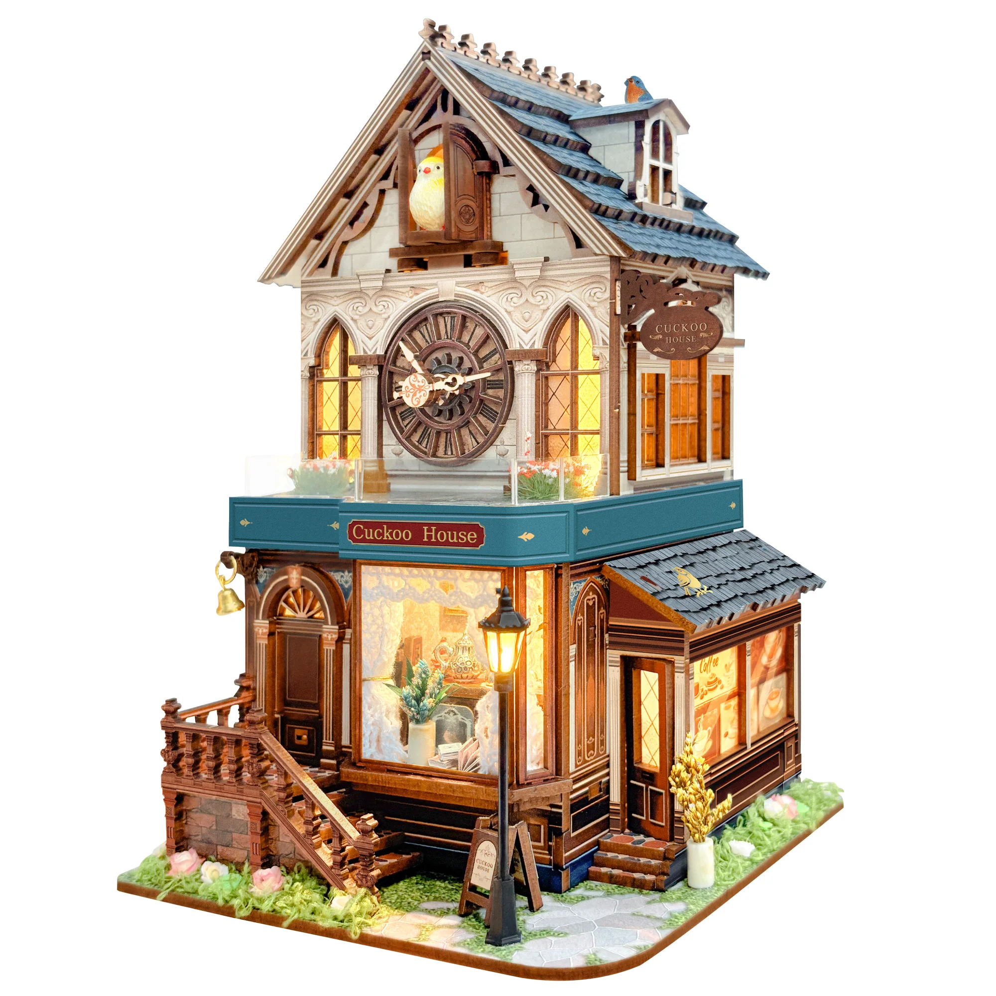 

DIY Wooden Cuckoo House Cottage Doll Houses Miniature Model Kit Casa Dollhouse with Furniture Lights for Friends Birthday Gifts