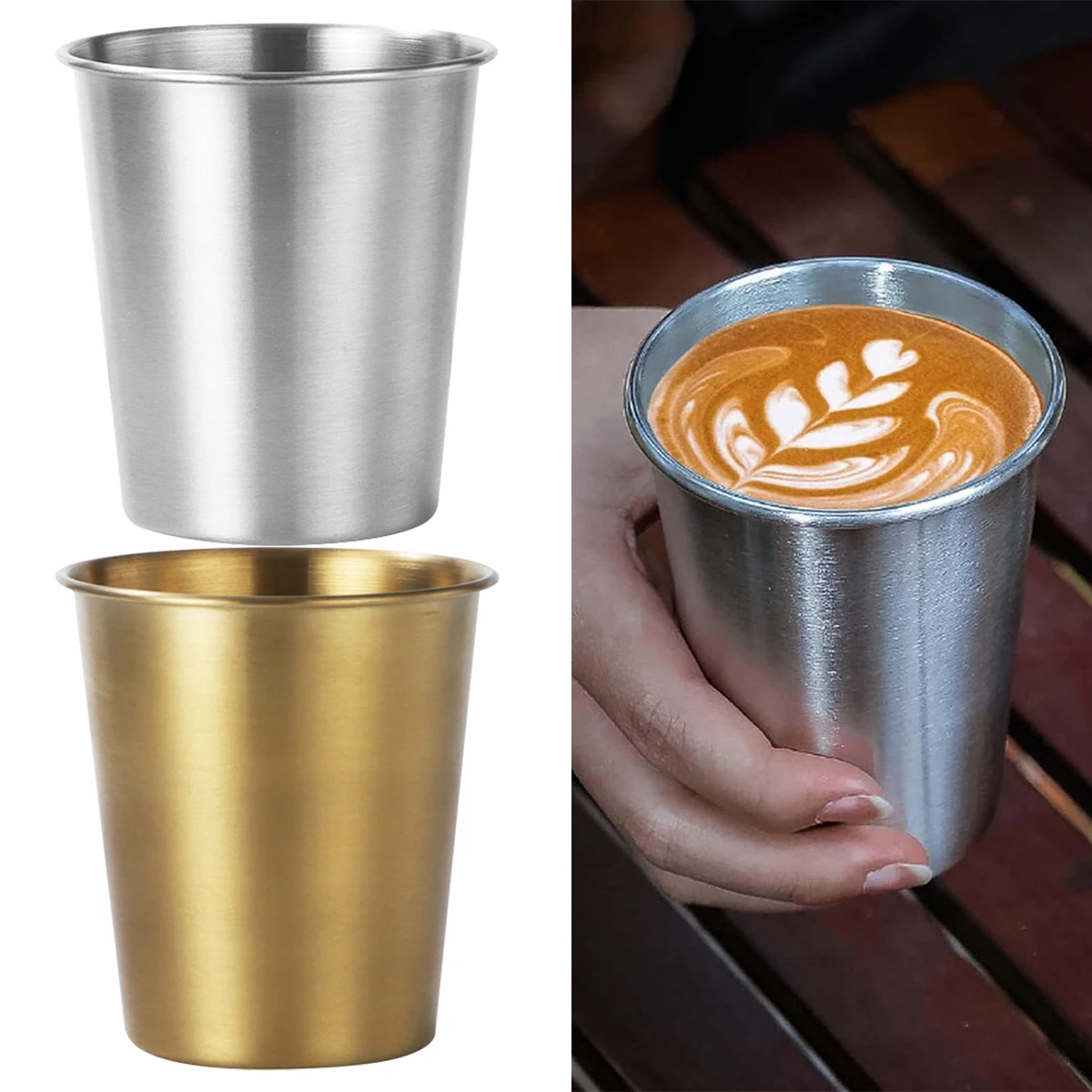 4 PCS 350ml Nordic Ins Simple Metal Stainless Steel Gold Plated Brewery Cup Copper Titanium Cup Steel Friends For Camping