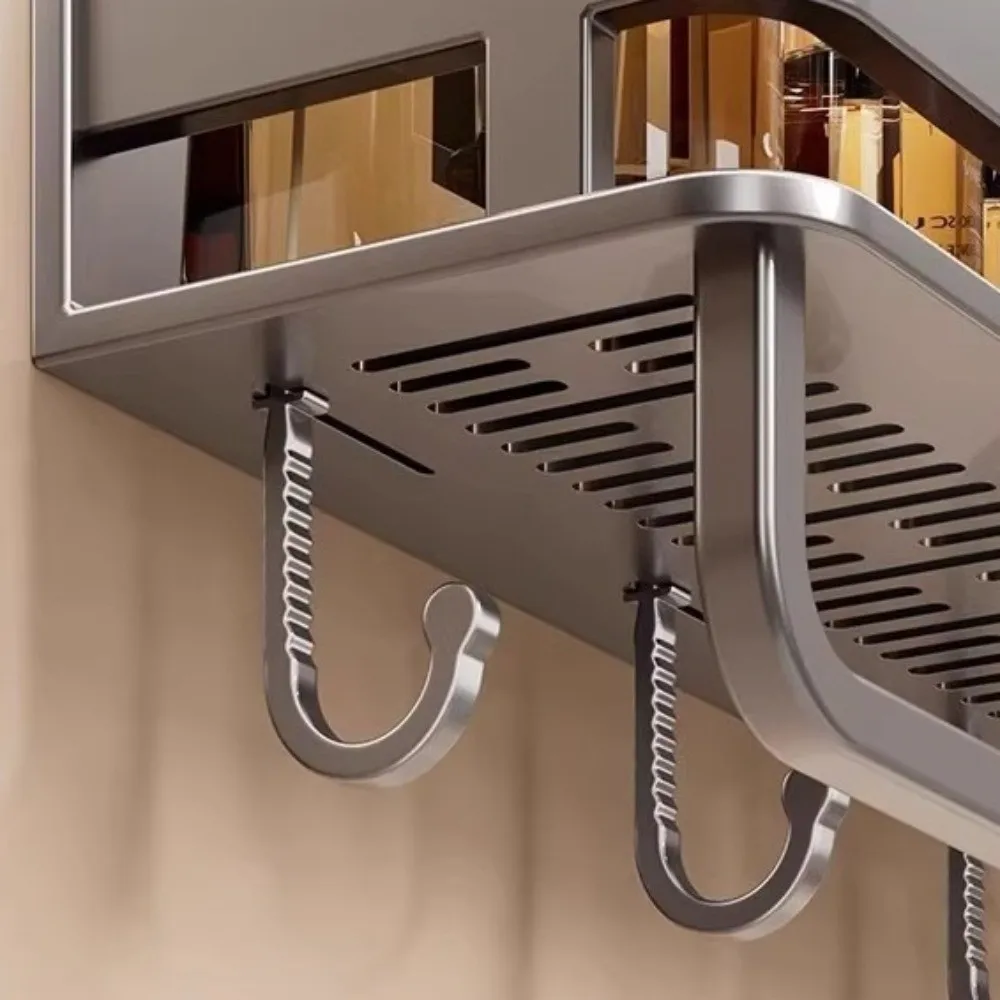

Convenient Rustproof Bathroom Shelves Moisture-proof with Hook Shower Storage Rack Wear-resistant Wall Shelf Bathroom Storage