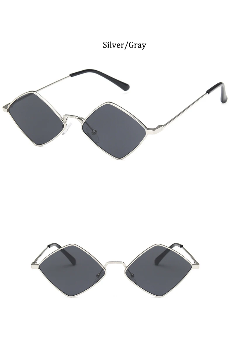Hipster Polygon Frauen Sonnenbrille Unregelmäßige Vintage Kleine Rahmen Raute Damen Sonnenbrille Shades Retro Legierung Brillen Schwarz – Detail 8