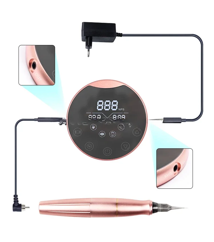 Biomaser P90 Eyebrow Permanent Makeup Tattoo Machine Pen Set Universal Cartridge Needle Dermografo Microblading Machine