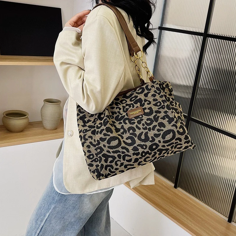 

Best Selling Women's Bag, Retro Leopard Print Single Armpit Shoulder Bag, Large Capacity Tote Bag, Daily Handbag Women Shopping