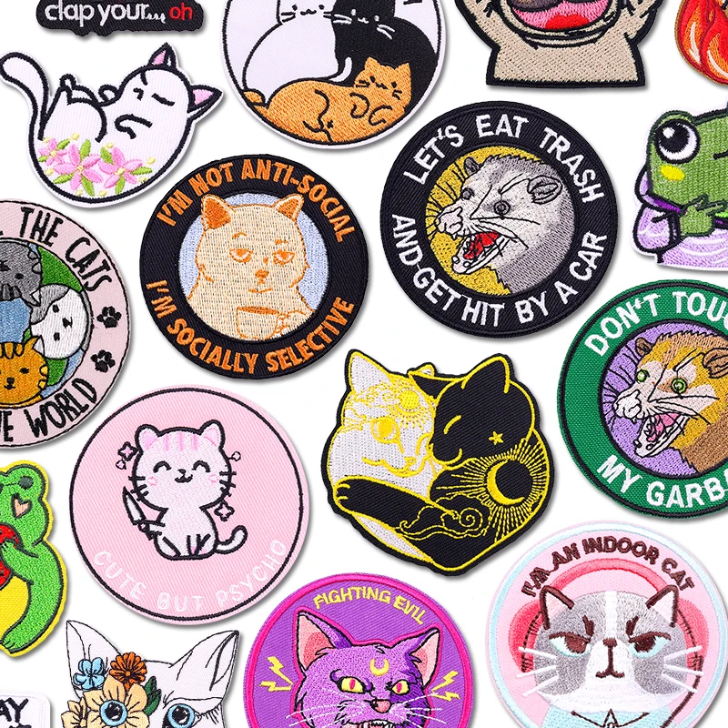 Tier Katze Patch Eisen auf Dinosaurier Pinguin Patches für Kleidung Cartoon Tiere Streifen auf Kleidung Aufkleber Applikation Jeans