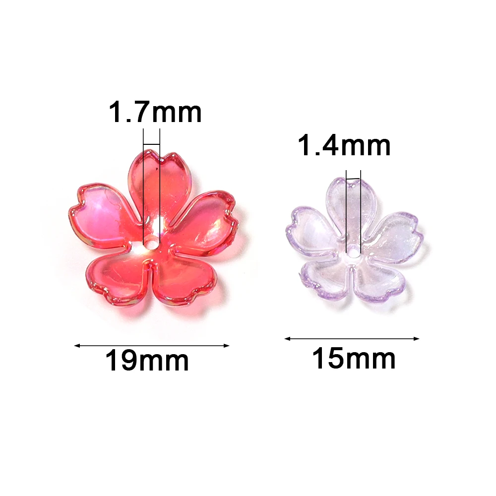 100-200pcs/lot AB Transparent Acrylic Spacer Beads Flower Shaped Loose Bead Caps For Jewelry Handmade DIY Bracelet Keychains