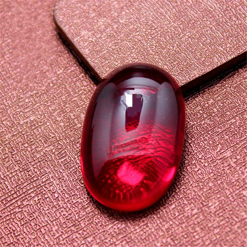 Big Size Egg Shape Blood-red Ruby Smooth Polished Surface Flat Back 2 Sizes to Choose 5