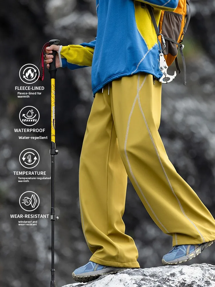 

Мужские уличные ветрозащитные водонепроницаемые брюки-карго Manner с флисовой подкладкой, свободного кроя, повседневные, прямые штанины, из полиэфирного волокна