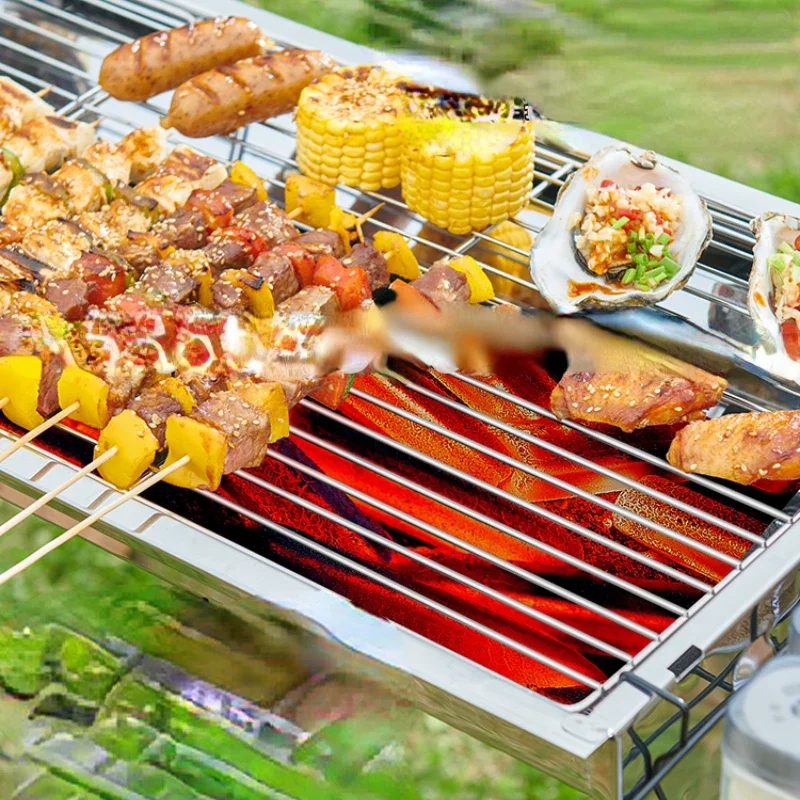 

Portable Barbecue Grill Charcoal Folding Household Stainless Steel Thick Barbecue Grill