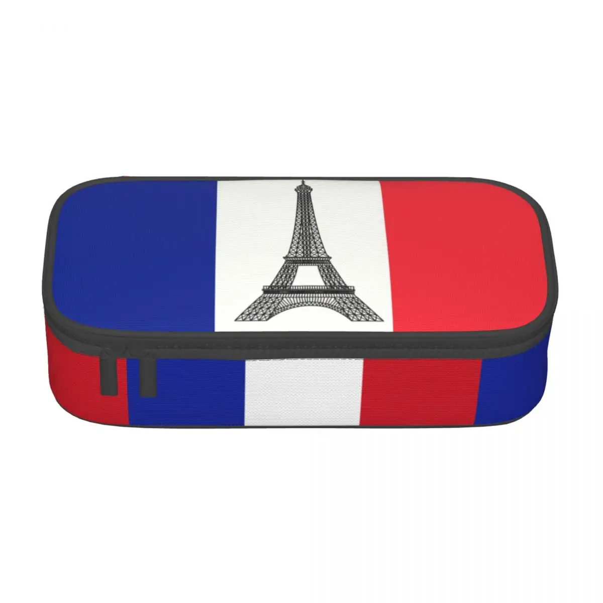 Customized Flag Of France Korean Pencil Cases Boy Girl Large Storage French La Tour Eiffel Pencil Box Students Stationery