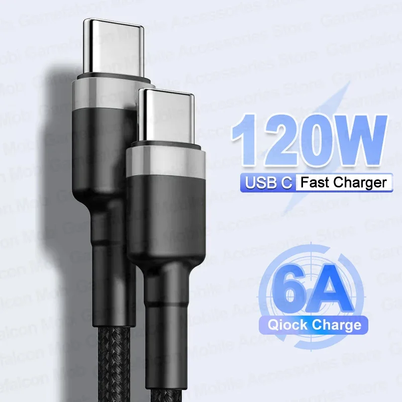 PD 120W Fast Charging Cable Type C to Type C For iPhone 15 Pro Max Charge USB C Data Cord 0.25M 1M 1.5M 2M Usb extender cable