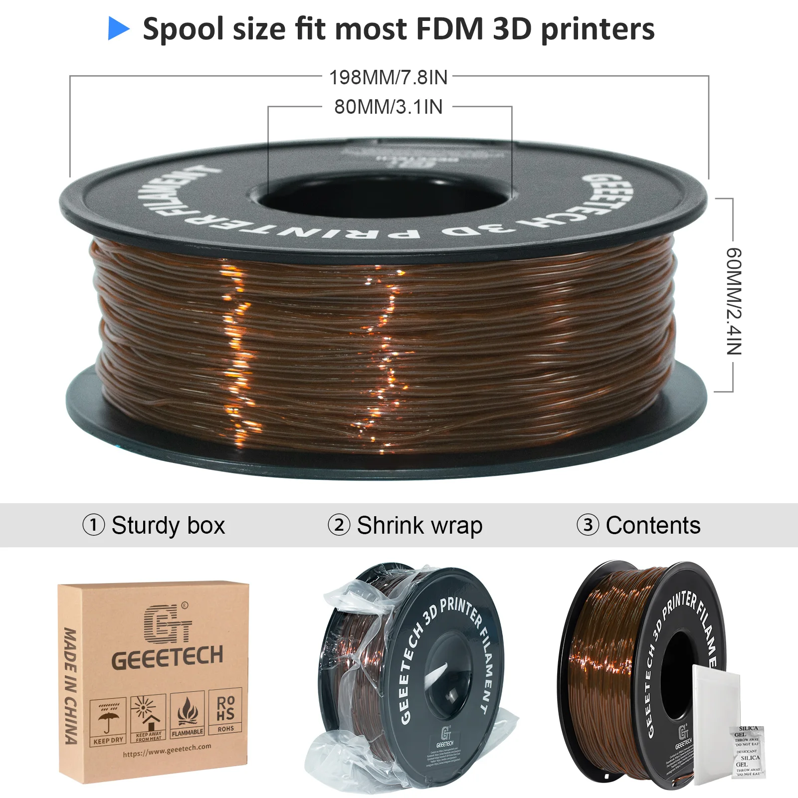 GEEETECH 1KG 1,75 mm TPU-filament Flexibel materiaal voor 3D-printers overzeese magazijn snelle verzending