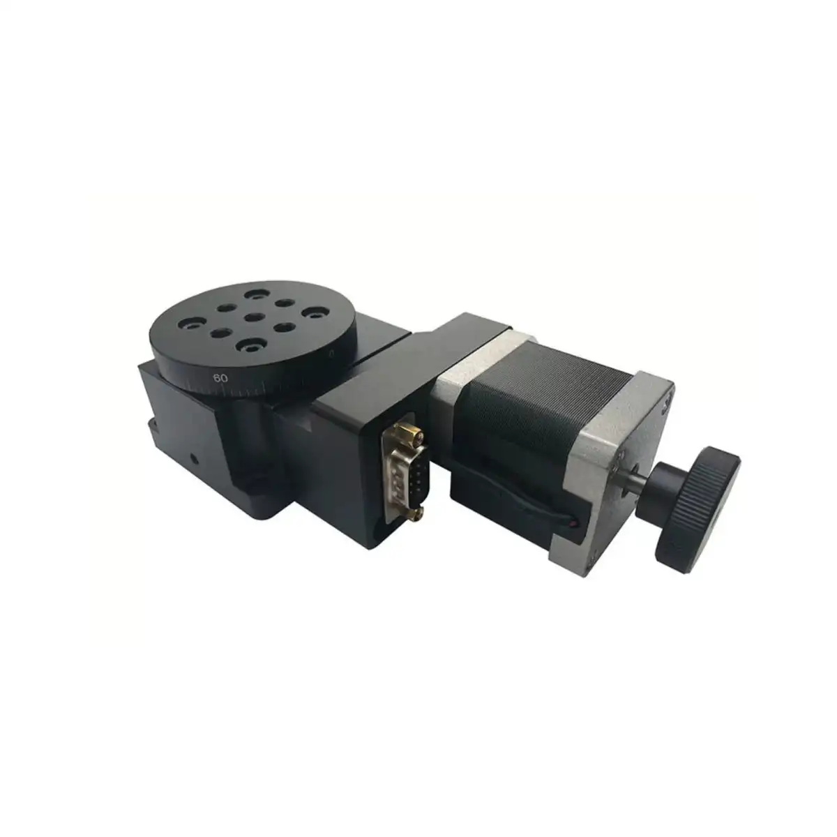 Y200RA60 Motorized Rotary Stage, 60mm Platform, 360° Rotation, 30kg Load, 0.005° Repeatability, 50°/s, 1:90 Worm Gear