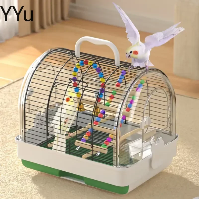 for Portable Outdoor Bird Cage Small Iron Multi-directional 3-door Interactive Pet Carrier Ventilation Small Animal Travel