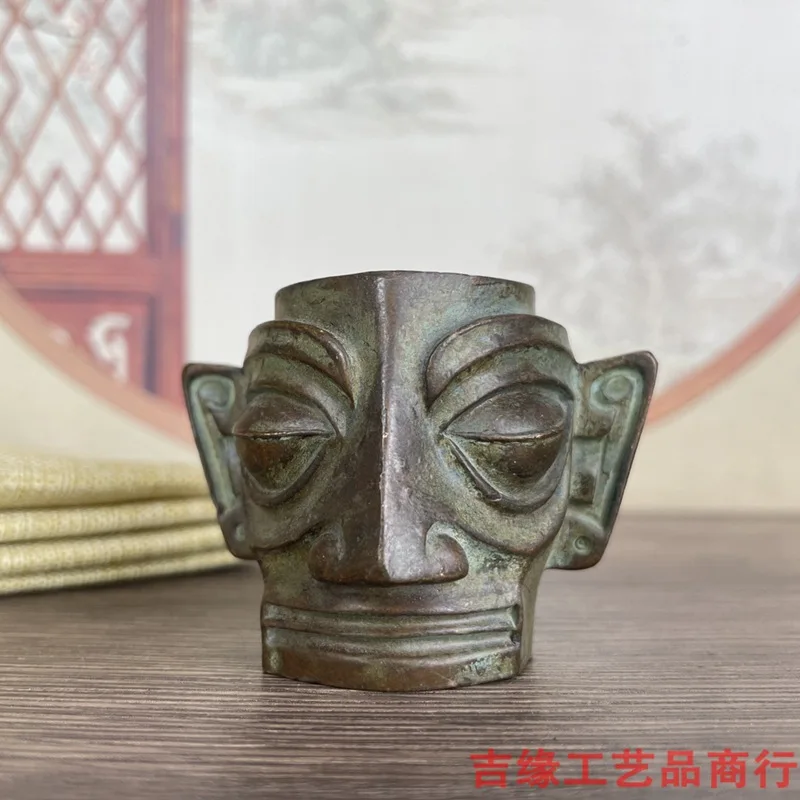 Sanxingdui Mask Decoration Antique Collection Vertical Mask Standing Head Bird Man Crafts Decoration Mask Incense Holder