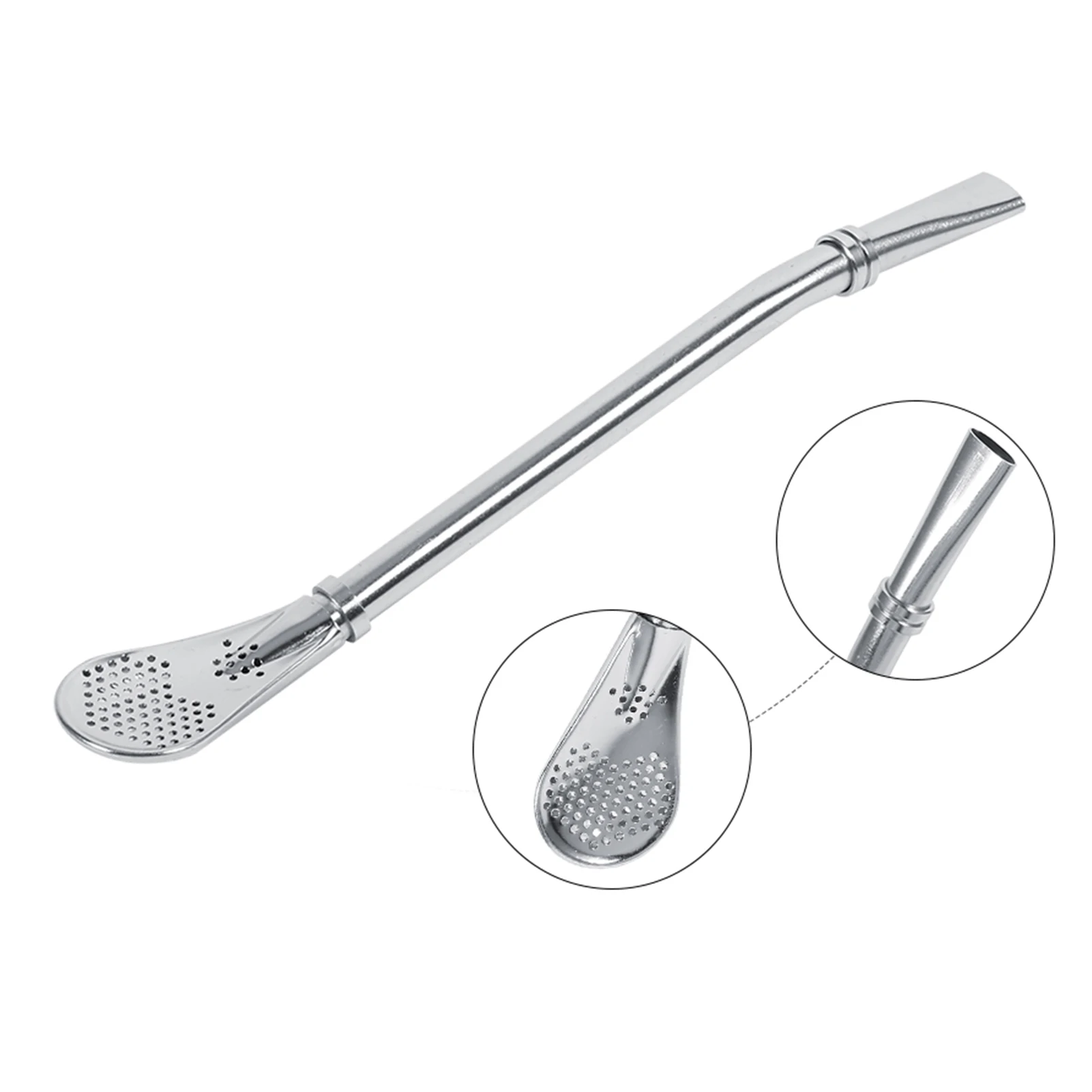 Dependable Stainless Steel Yerba Mate Tea Gourd Bombilla Drinking Straw Filtered Spoon Silver