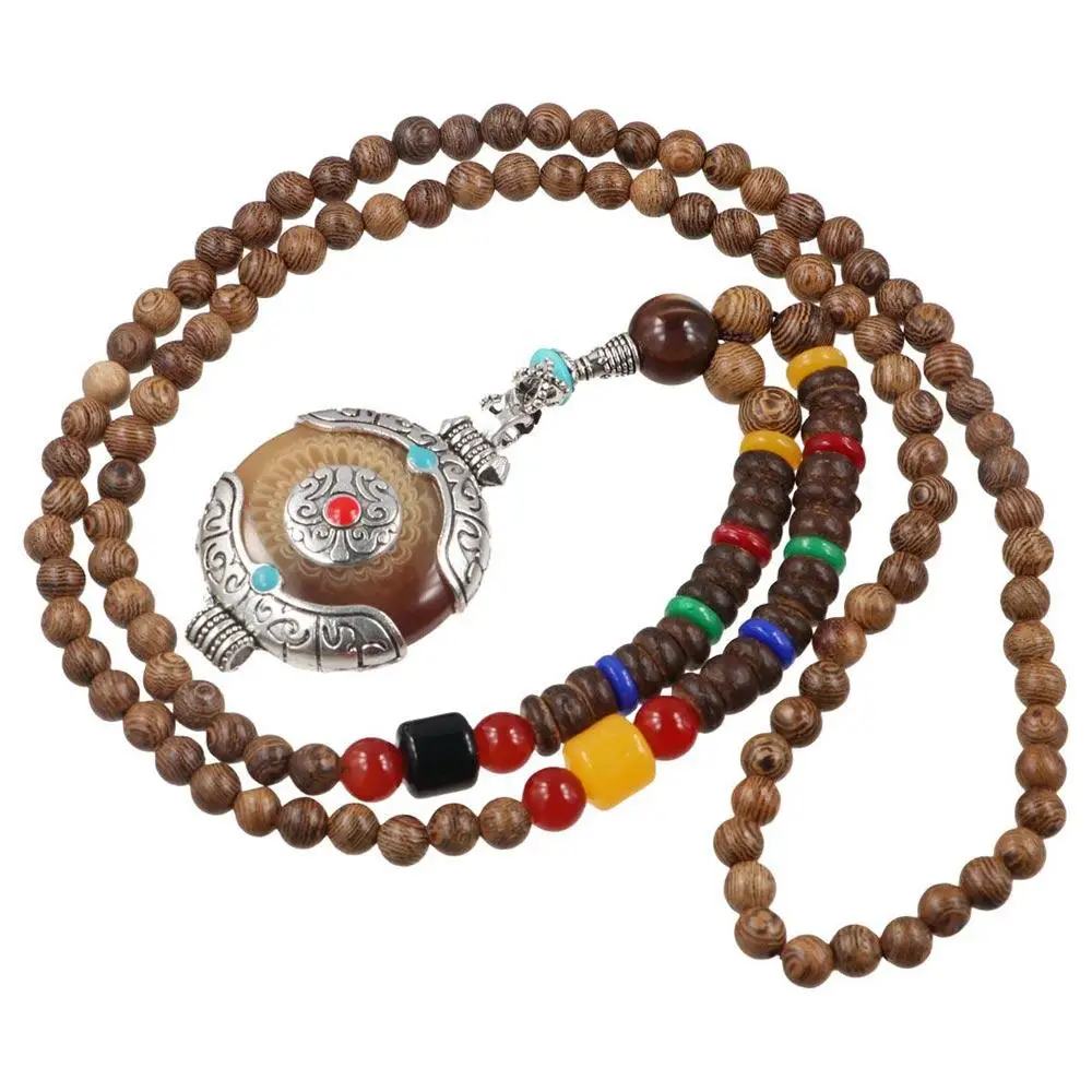 Ethnic Long Chain Abacus All-match Elephant Buddhist Jewelry Accessories Women Necklace Wooden Bead Necklace Long Sweater Chain