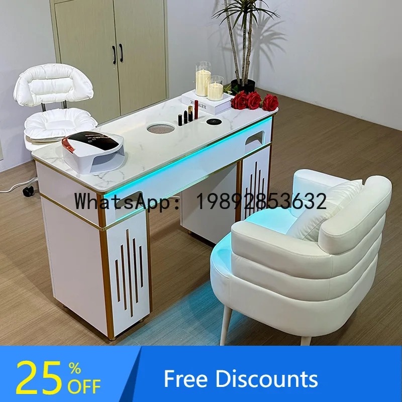 YFY Japanese Style Nail Table Set with Drawers, Single and Double Beauty Tables, Solid Wood Economical Manicure Storage