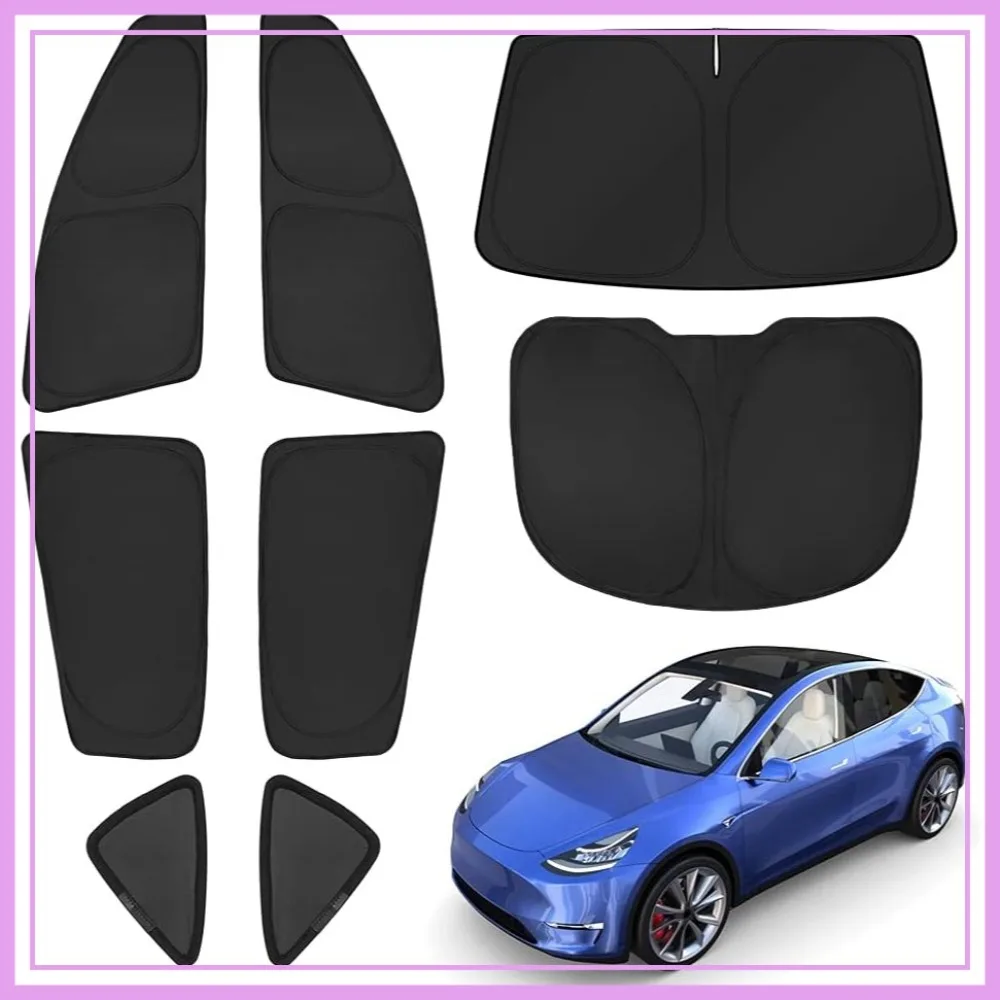 

Windshield Sun Shade for Tesla Model Y 2020-2024, UV Block, Blackout Privacy, Foldable, 8PCS