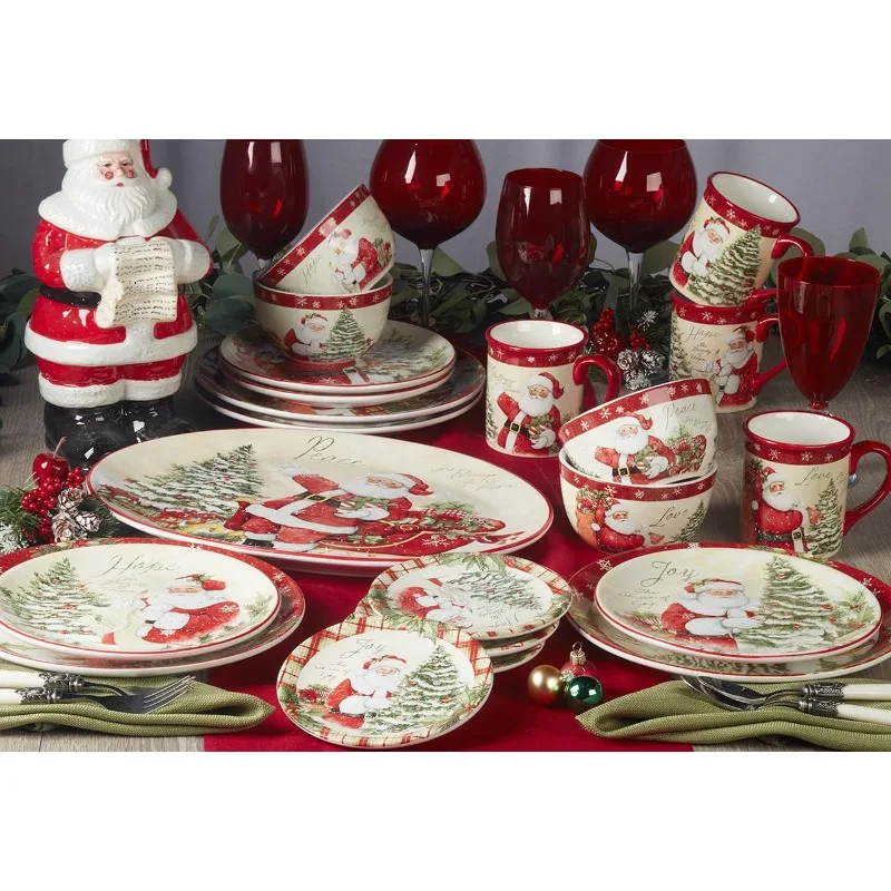 Holiday Wishes 16 piece Dinnerware Set, Set of 4, One Size, Mulicolored