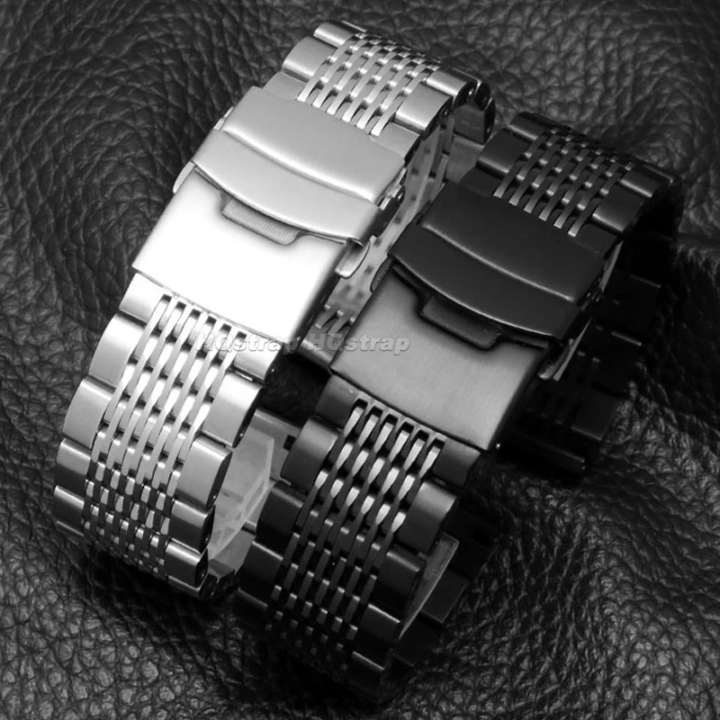 Solid Stainless Steel Strap 18mm 20mm 22mm 24mm Metal Band for Seiko Diving Mesh Bracelet Folding Buckle Universal Wristband