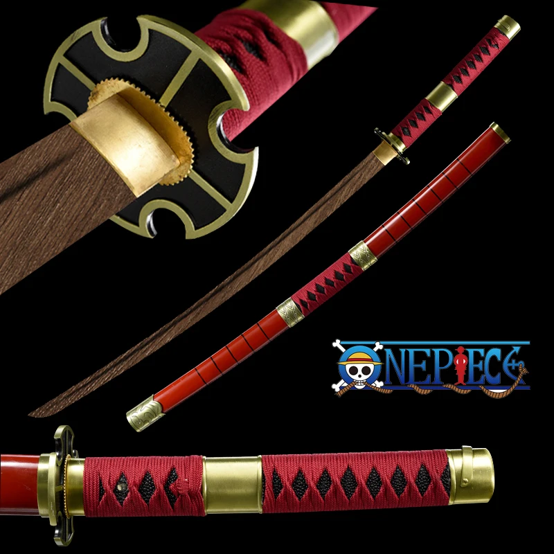 

Anime ONE PIECE Roronoa Zoro's Sword Rosewood Blade Handmade Ready For Training Cosplay Use Home Decoration Japanese Catana