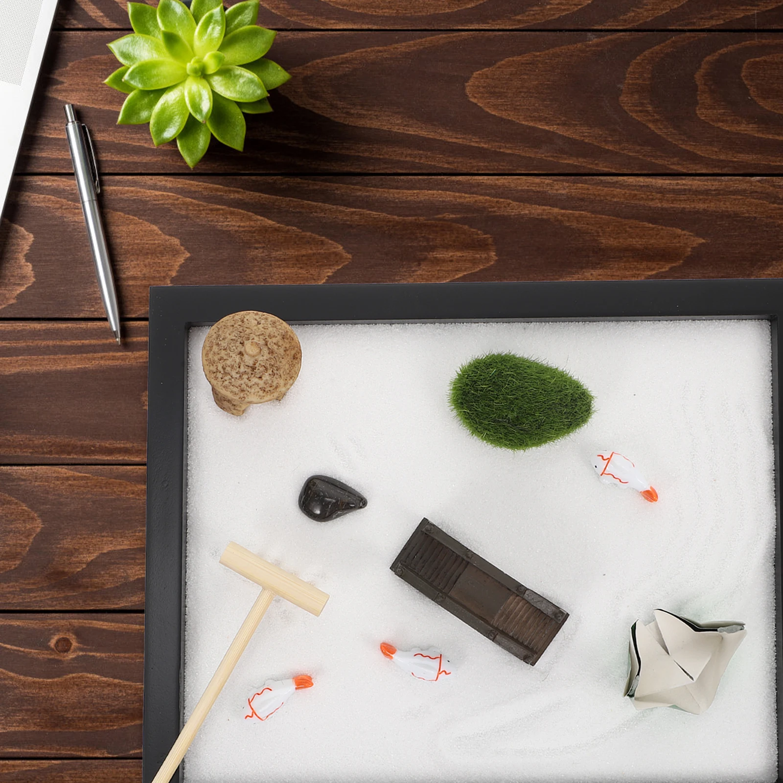 Zen S Table Artware Desktop Decor scape Model Office Indoor Garden Fidget Toy Stress Relief Meditation Box