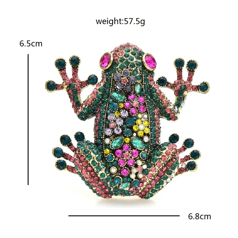 Wuli&baby Luxury Big Frog Brooches For Women Unisex Multi-color Rhinestone Shining Animal Office Party Brooch Pins Gifts