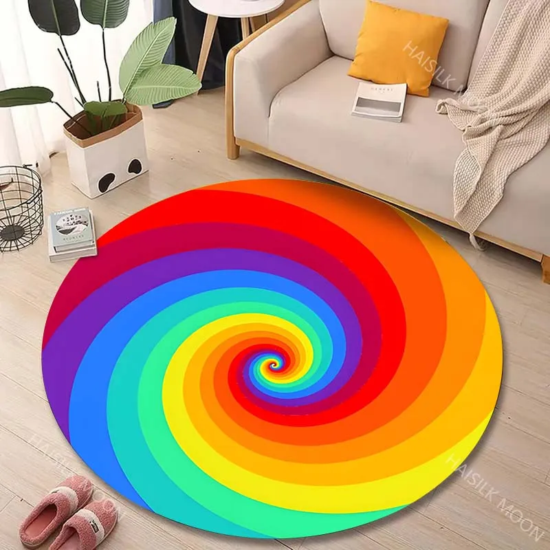 

Круглый ковер с радужным спиральным градиентным принтом, 1 шт., для гостиной, спальни, под диван, стол, напольный коврик, роскошный подарок