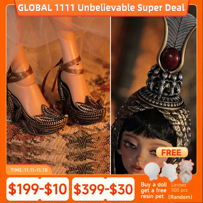 

BJD аксессуары 1/4 для Minifee новый выпуск активная линия девушка Бронзовый Цвет Живопись шлем и высокий каблук резиновая кукла часть