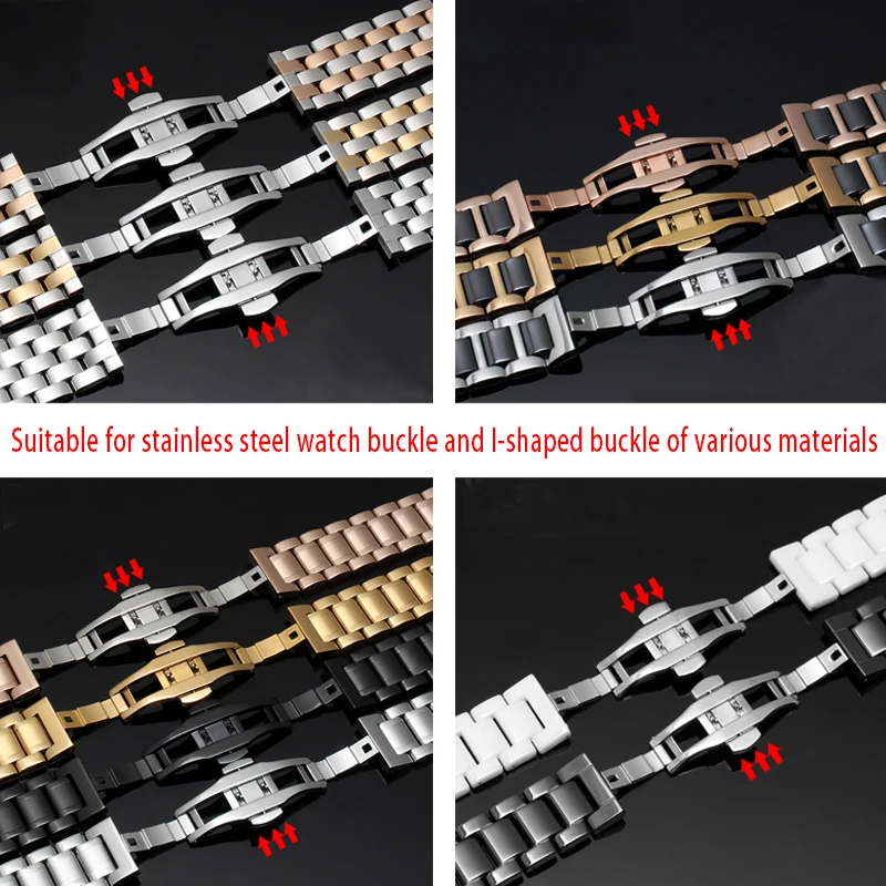 Neway High Quality Metal Watch Band Buckle 6mm Watchband Strap Silver Stainless Steel Clasp Butterfly Button Accessories