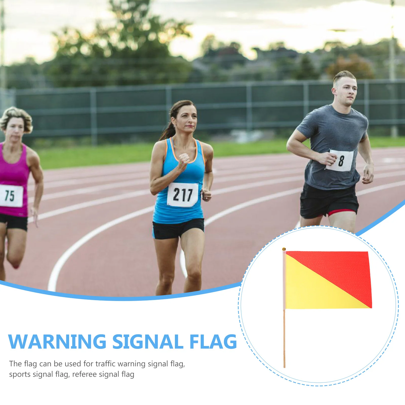 

6Pcs Signal Safety Flags Handheld Referee Polyester Wooden Commanding Signal Flags for Sports Race