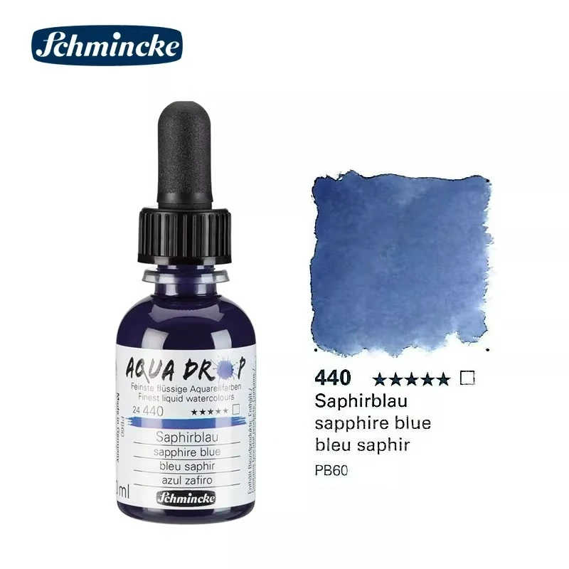 Duitsland Schmincke-AQUA DROP, vloeibare aquarelverf op pigmentbasis, 30 ml pipetfles, voor aquarelverf, stedelijke schetsen, lichtbestendig