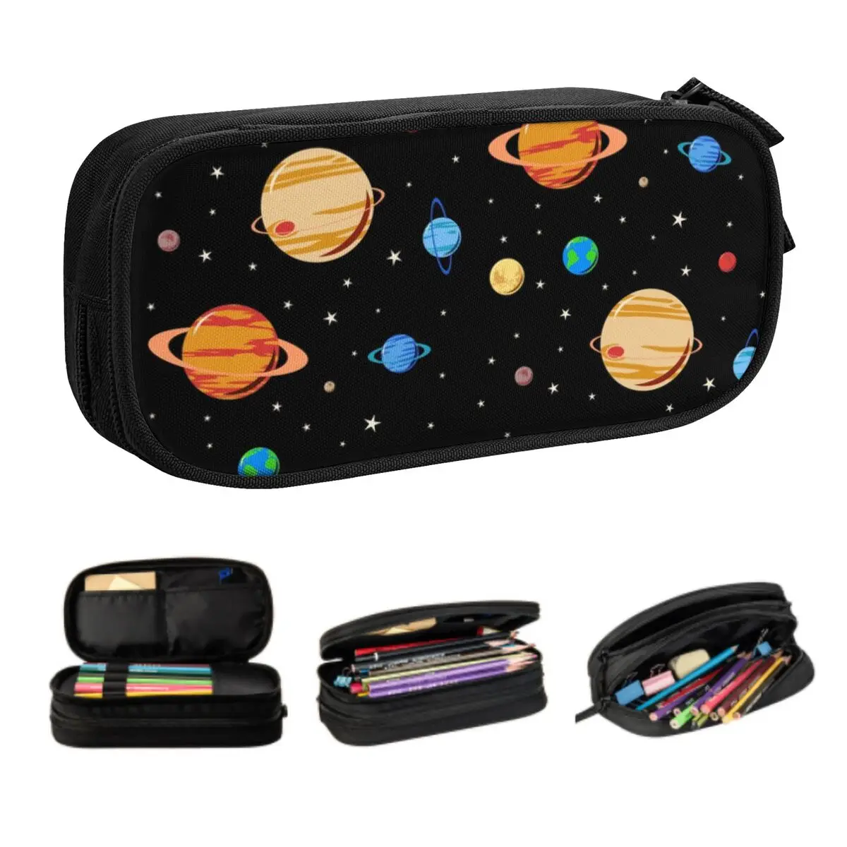 

Custom Cute Planets Pattern Cute Pencil Cases Girls Boys Big Capacity Space Galaxy Universe Pencil Pouch Students Stationery
