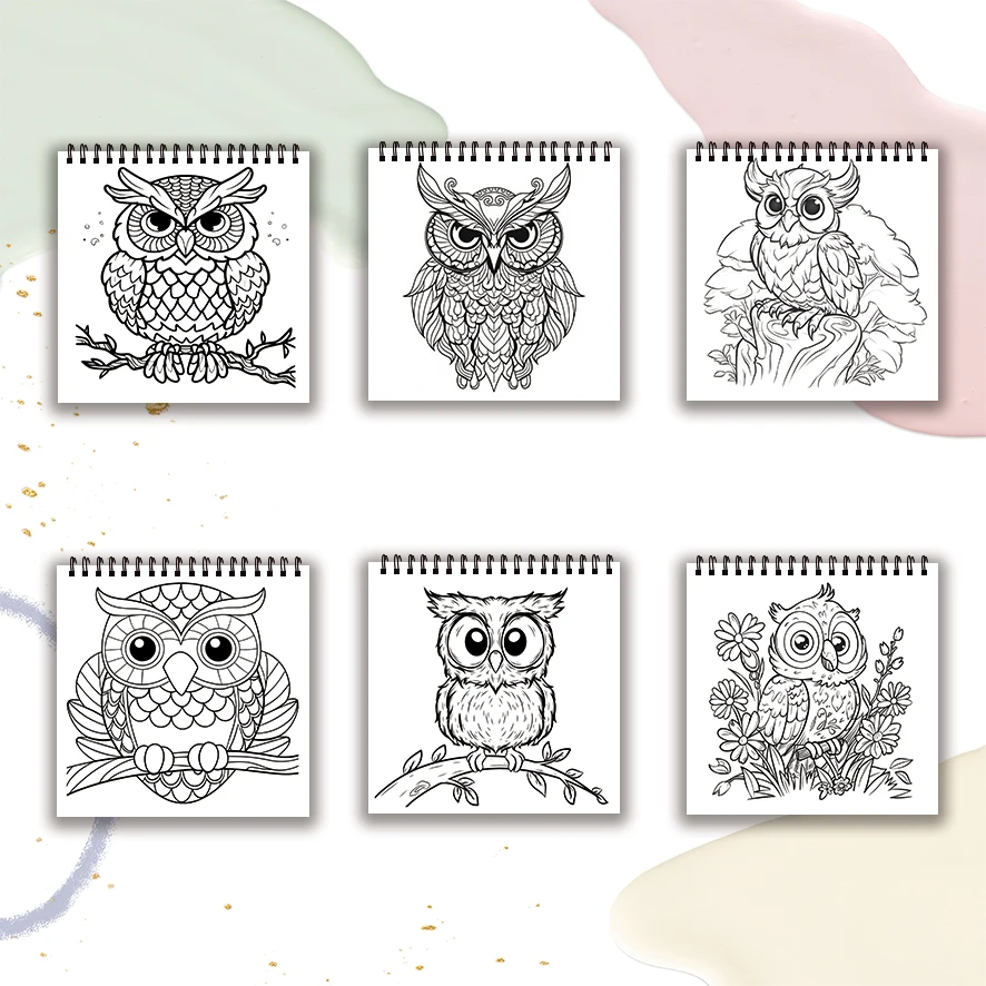 Owl Adult Coloring Book 22 Pages 8.27x8.27 Inch Perfect Gift for Stress Relief