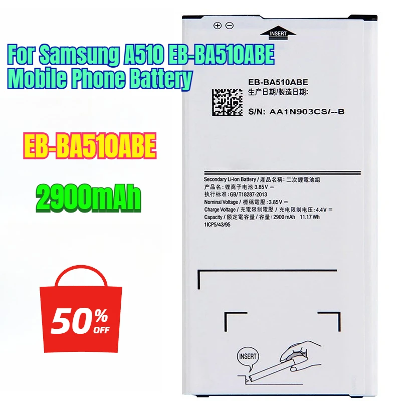 2900mAh for Samsung A510 EB-BA510ABE Mobile Phone Battery