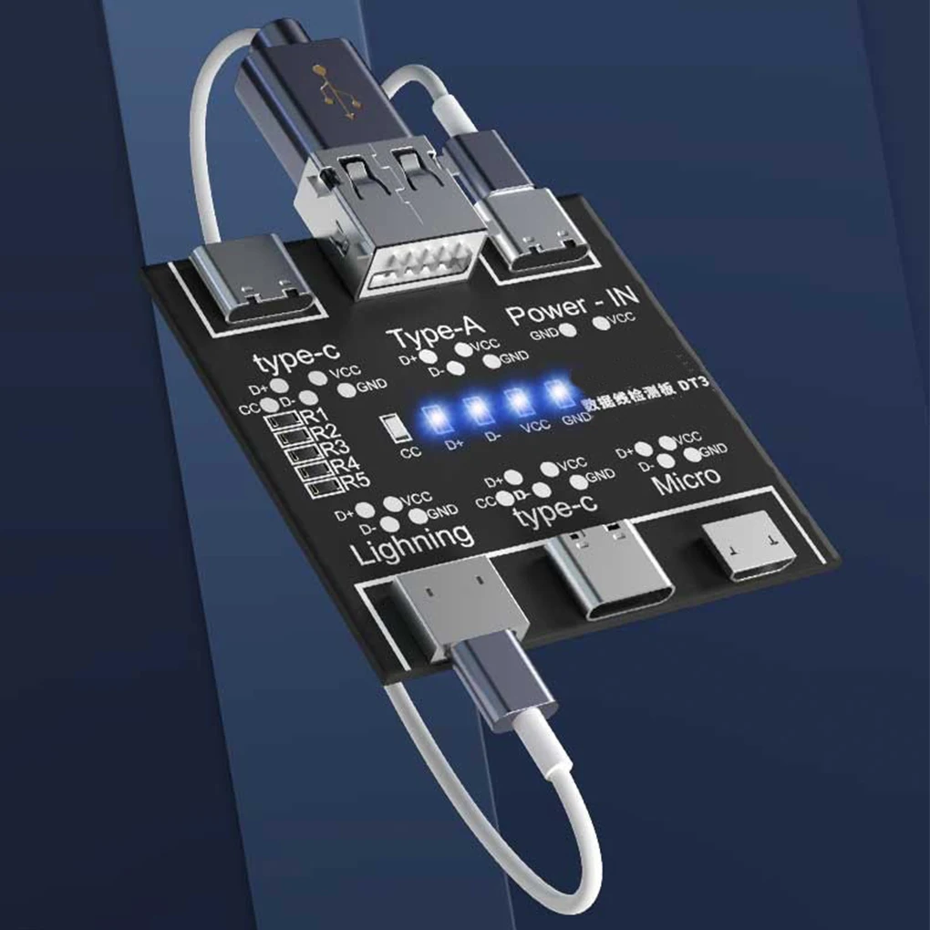 DT3 Data Cable Anomaly Detection Board USB Cable Tester IOS Android Type-C Micro Short Circuit Switch Test Board Tool