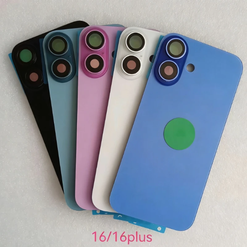 Verre arrière de remplacement pour iPhone 16 16 Plus, couvercle de batterie arrière, petites pièces, plaque métallique magnétique avec lentille d'appareil photo