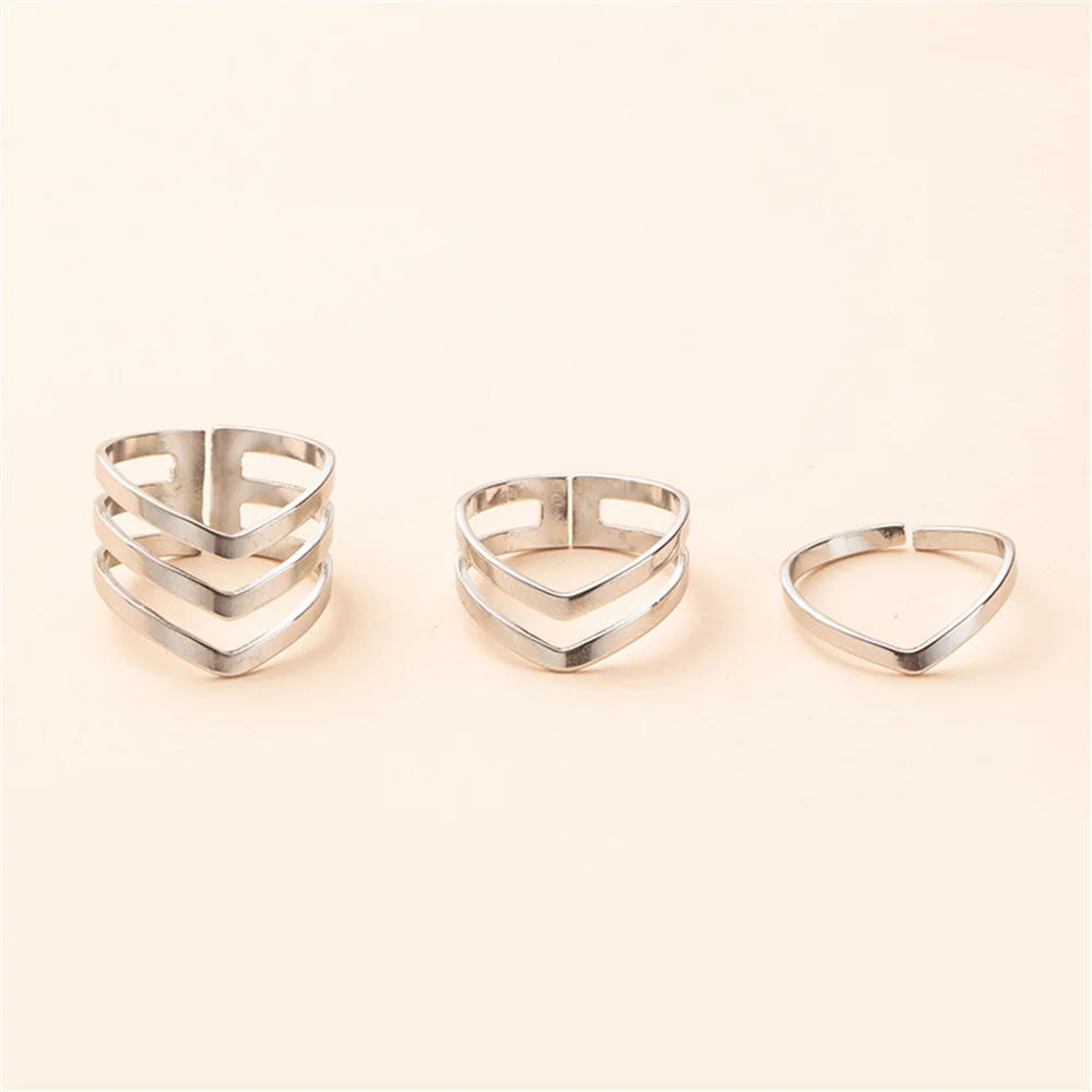 2022 Korean Simple Wave Open Rings for Women Stainless Steel Gold Color Casual Geometric Ring Fashion Minimalist Jewelry Gift