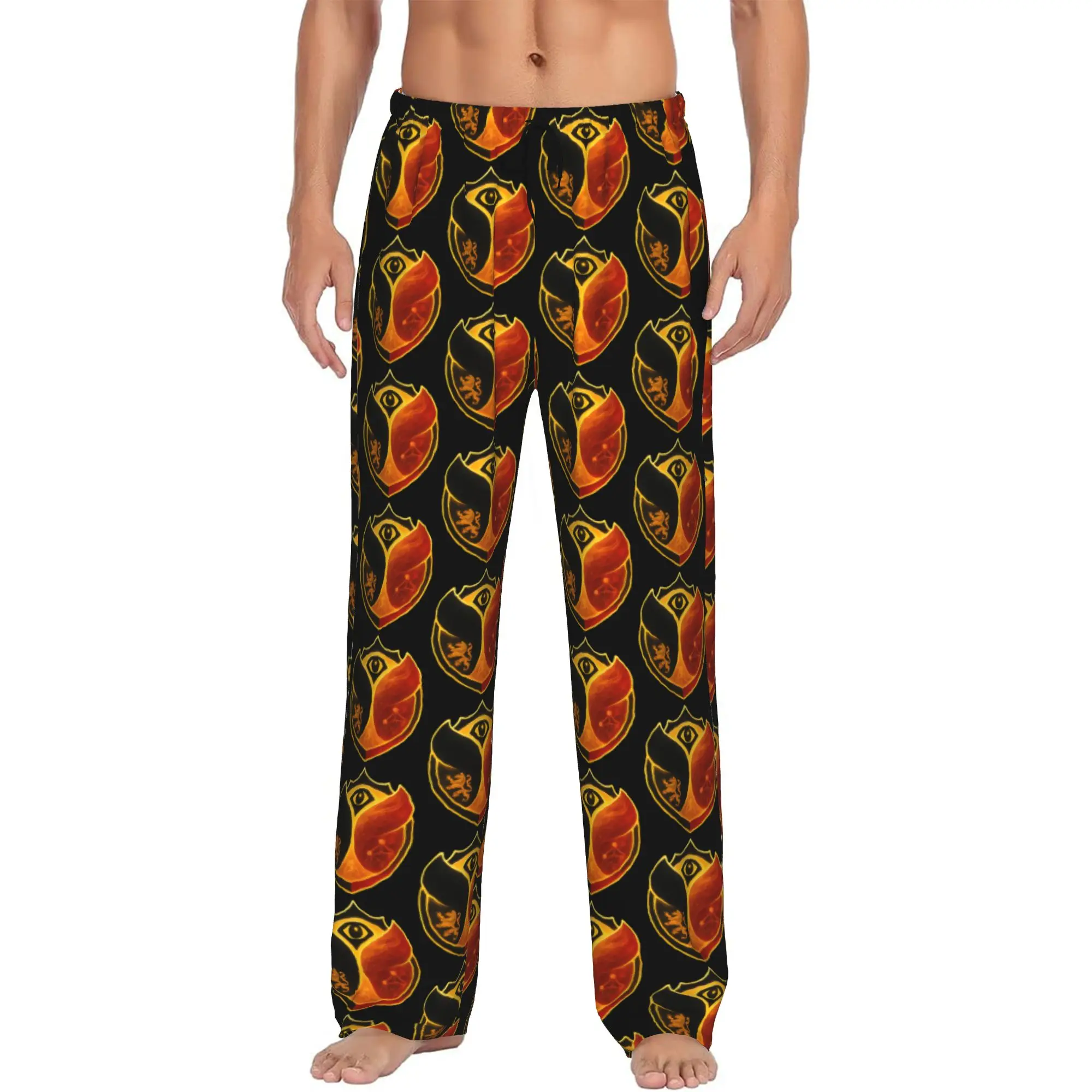 Printed Men's Tomorrowlanded Concert  Pajama Pants Belgian Electronic Music Festival Sleepwear Sleep Lounge Bottoms with Pockets