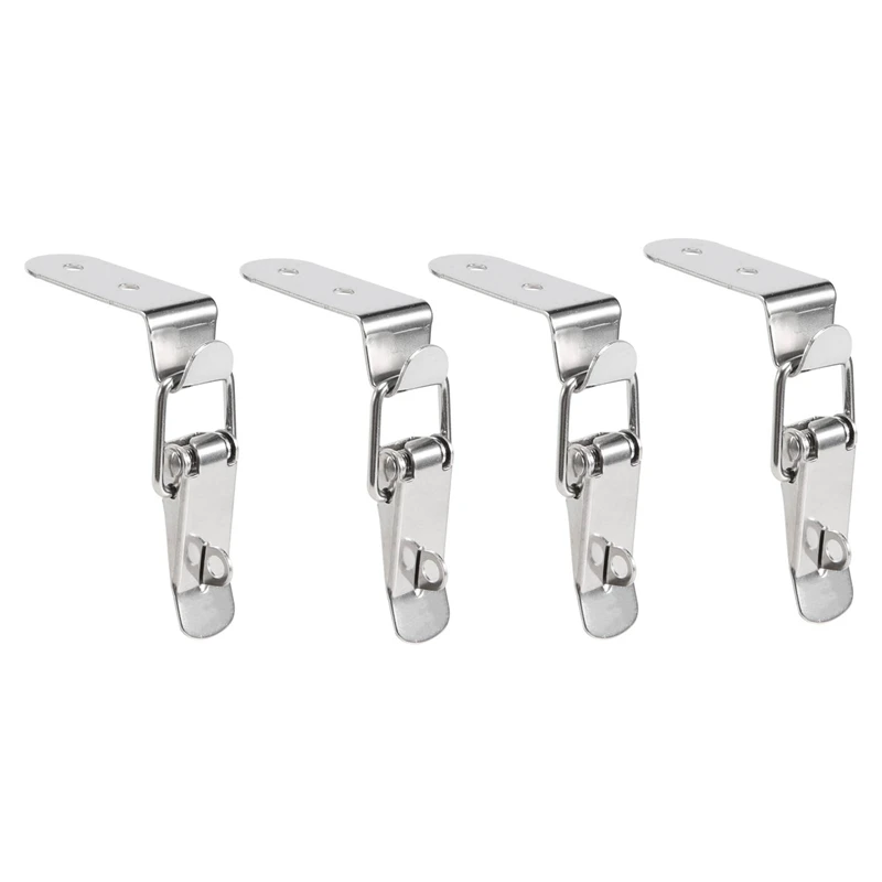 

90 Degrees Duck-Mouth Buckle Hook Lock Stainless Steel Spring Loaded Draw Toggle Latch Clamp Silver Hasp Latch Catch