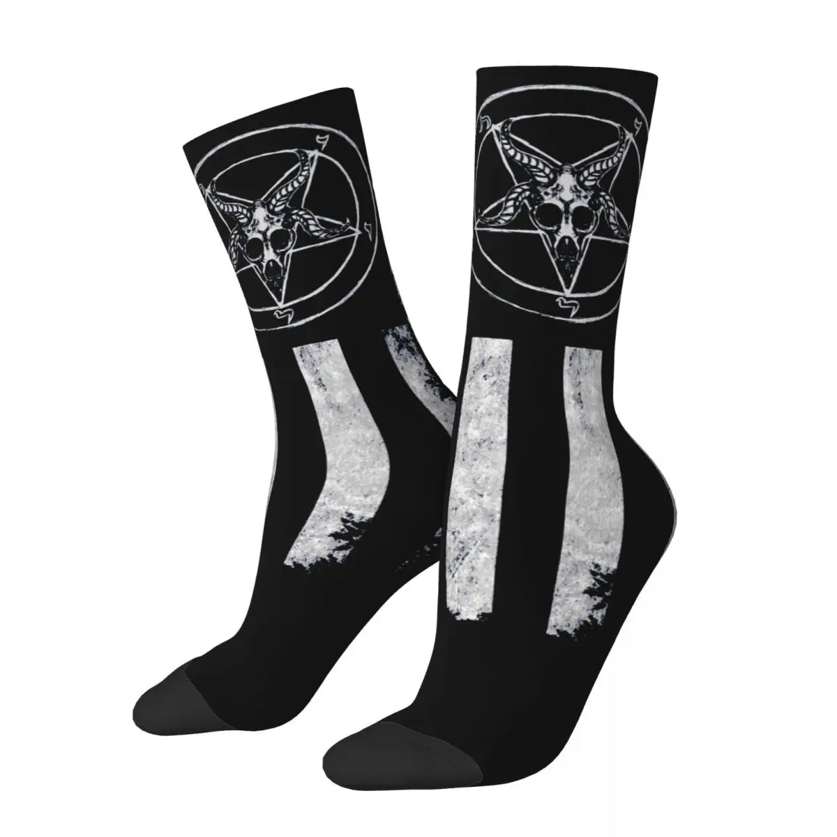 Funny Crazy Sock for Men Nation Classic Hip Hop Harajuku Baphomet Art Happy Seamless Pattern Printed Boys Crew Sock Novelty Gift