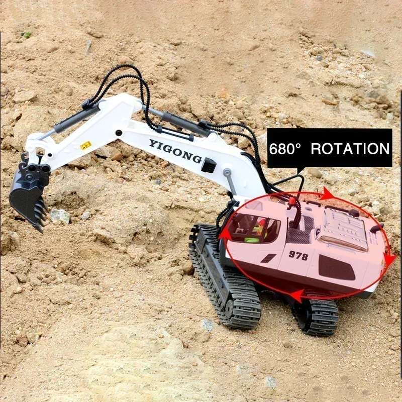 RC Excavator ของเล่น 2.4G ไร้สายควบคุม 1:20 Scale 11-Channel Alloy Buggy สําหรับชาย 7-14 RC ของเล่นคริสต์มาสของขวัญ