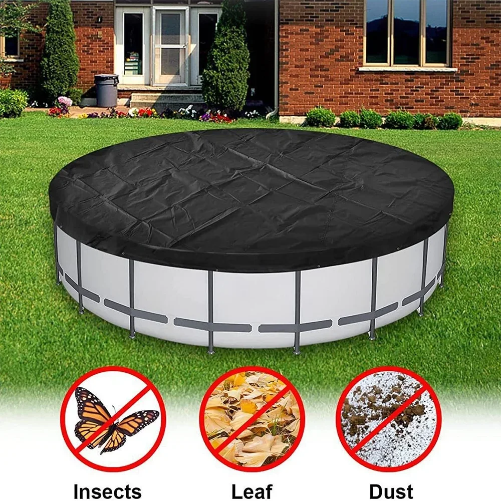 Waterproof Foldable Round Pool Cover Dustproof Insect-Proof Above-Ground Pool Dust Protection Ideal for Outdoor Swimming Pools