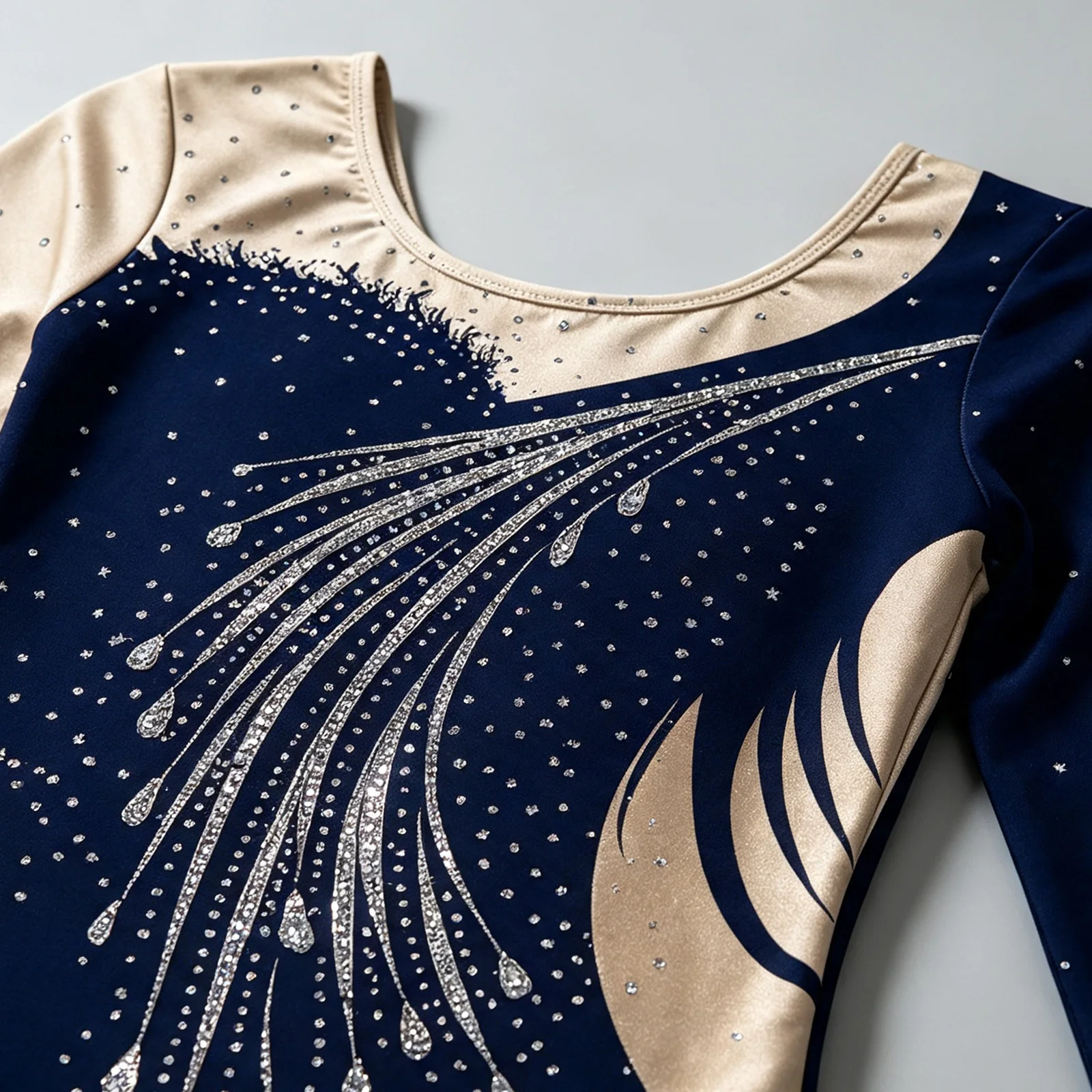 Kinder Mädchen Gymnastikanzug Eiskunstlauf Ballett Tanz Performance Kostüm Bedruckter Rundhals Langarm Bodysuit Tanzbekleidung – Detail 7