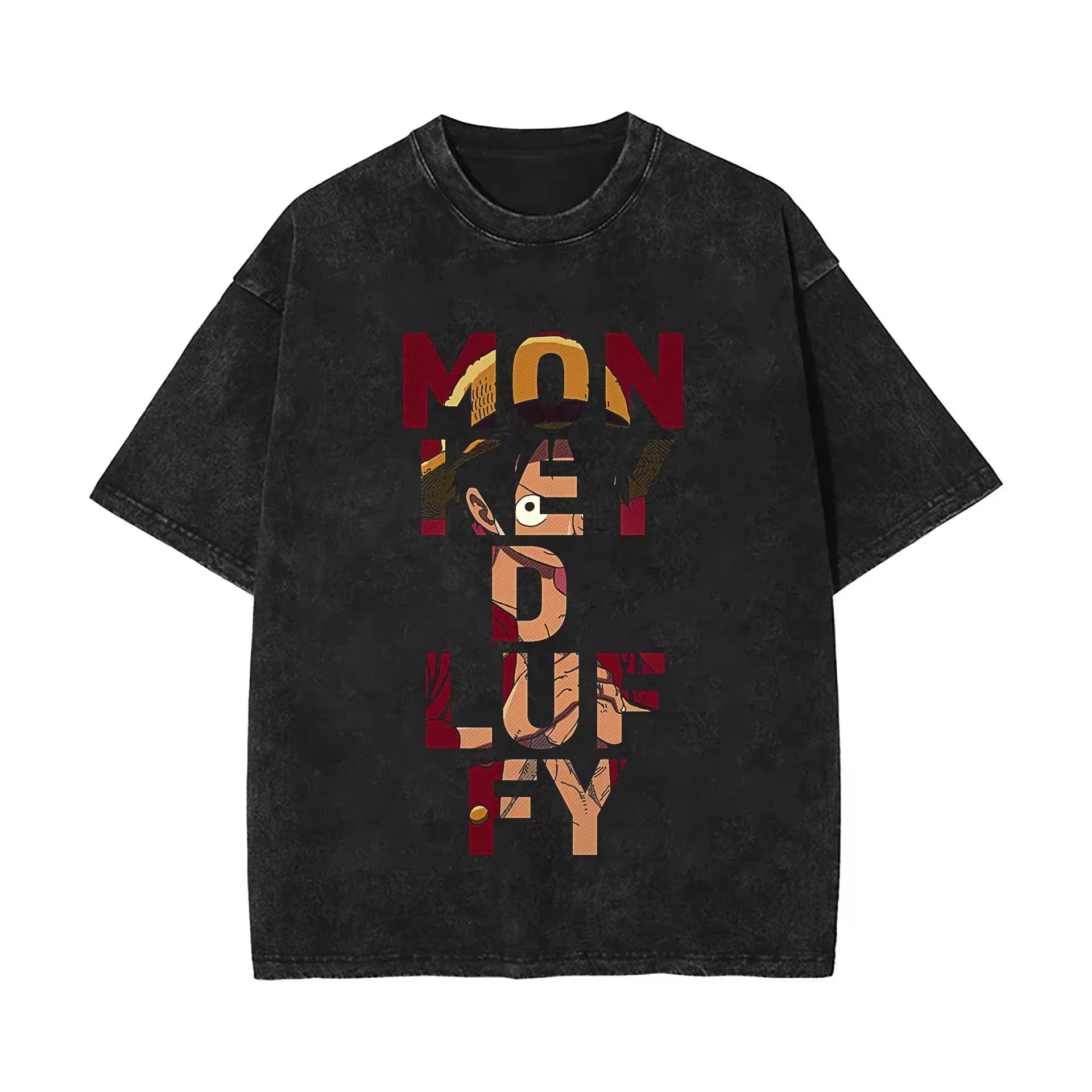 

One Piece Luffy Anime Wash Oversize T-Shirt Zoro Tees Vintage Short Sleeve Couple Men Women Streetwear Casual Tops Unisex Autumn