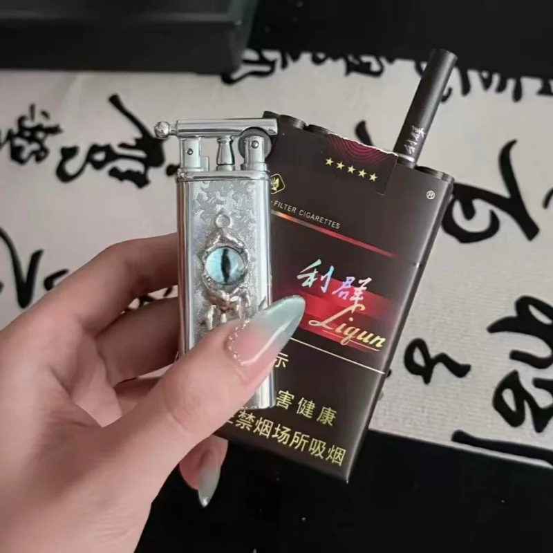 

High End Handmade Retro Cross Shaped Inflatable Lighter Portable Metal Grinding Wheel Open Flame Lighter Inflatable Igniter