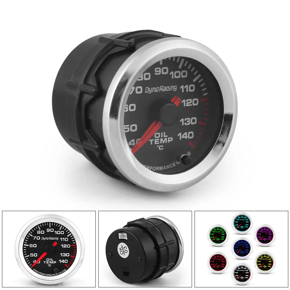 High performance 2\'\' 52mm 12V Oil Temp Gauge Celsius 7 Colors Pointer Oil temperature meter With Stepper Motor