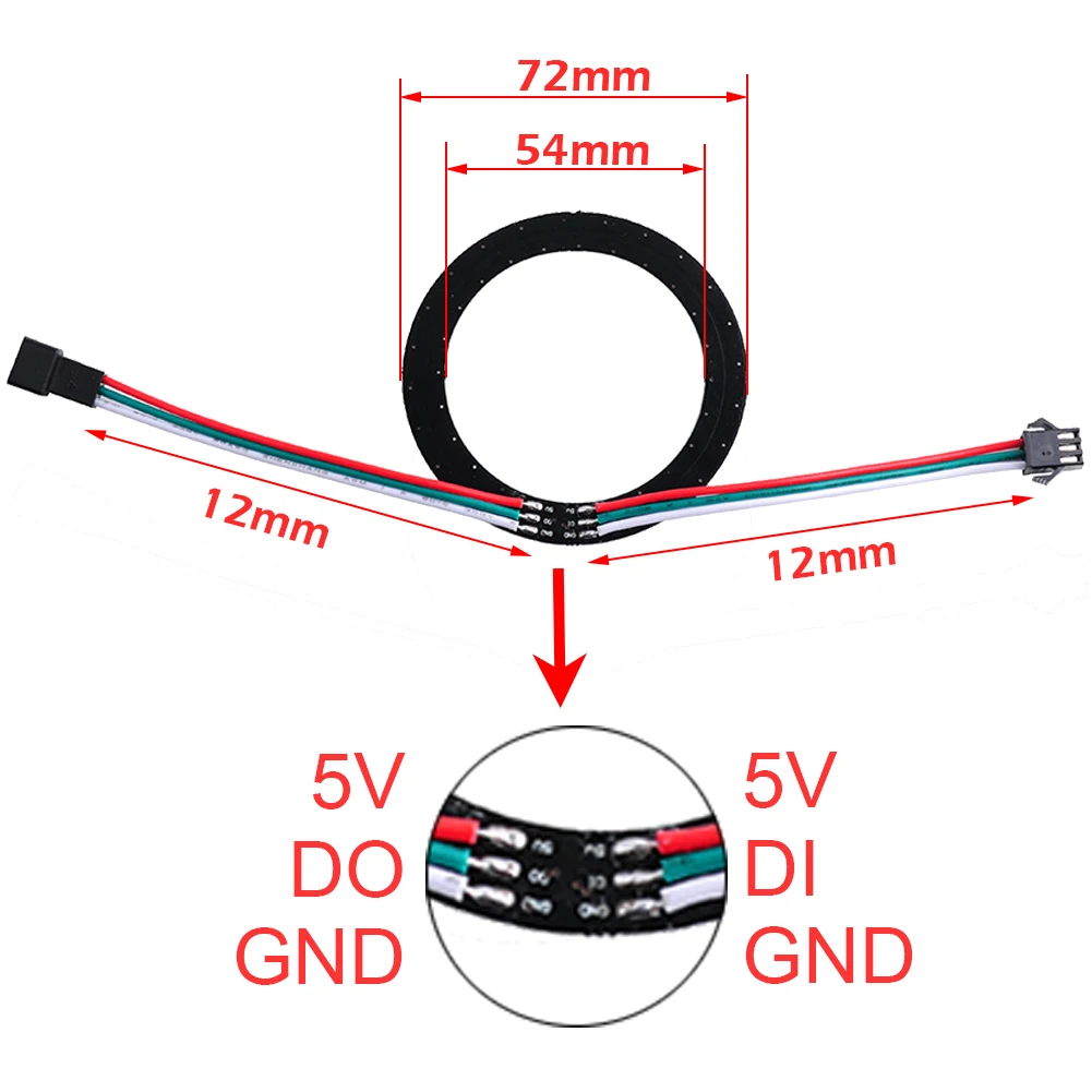 10st Rgb Led Ring 24 Bits Leds Ws2812b Ic 5050 Pixel Led Module Full-Color Lights Ingebouwde Driver Adresseerbare Programmering